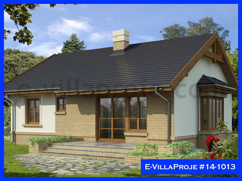 96 m² Tek Katlı 2+1 Özel Tasarım  Proje Çelik Yapı Villa (Ev Villa Proje #14 - 1013) Cephe Görünümü ve Kat Planı