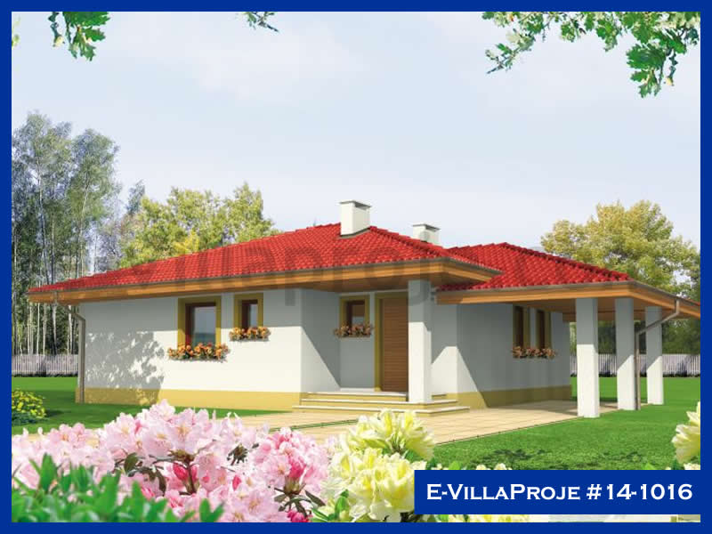 96 m² Tek Katlı 2+1 Özel Tasarım  Proje Çelik Yapı Villa (Ev Villa Proje #14 - 1016) Cephe Görünümü ve Kat Planı