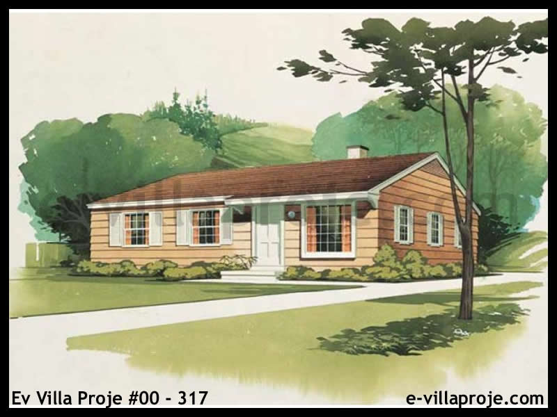 98 m² Tek Katlı 2+1 Çiftlik Çelik Yapı Villa (Ev Villa Proje #00 - 317) Cephe Görünümü ve Kat Planı